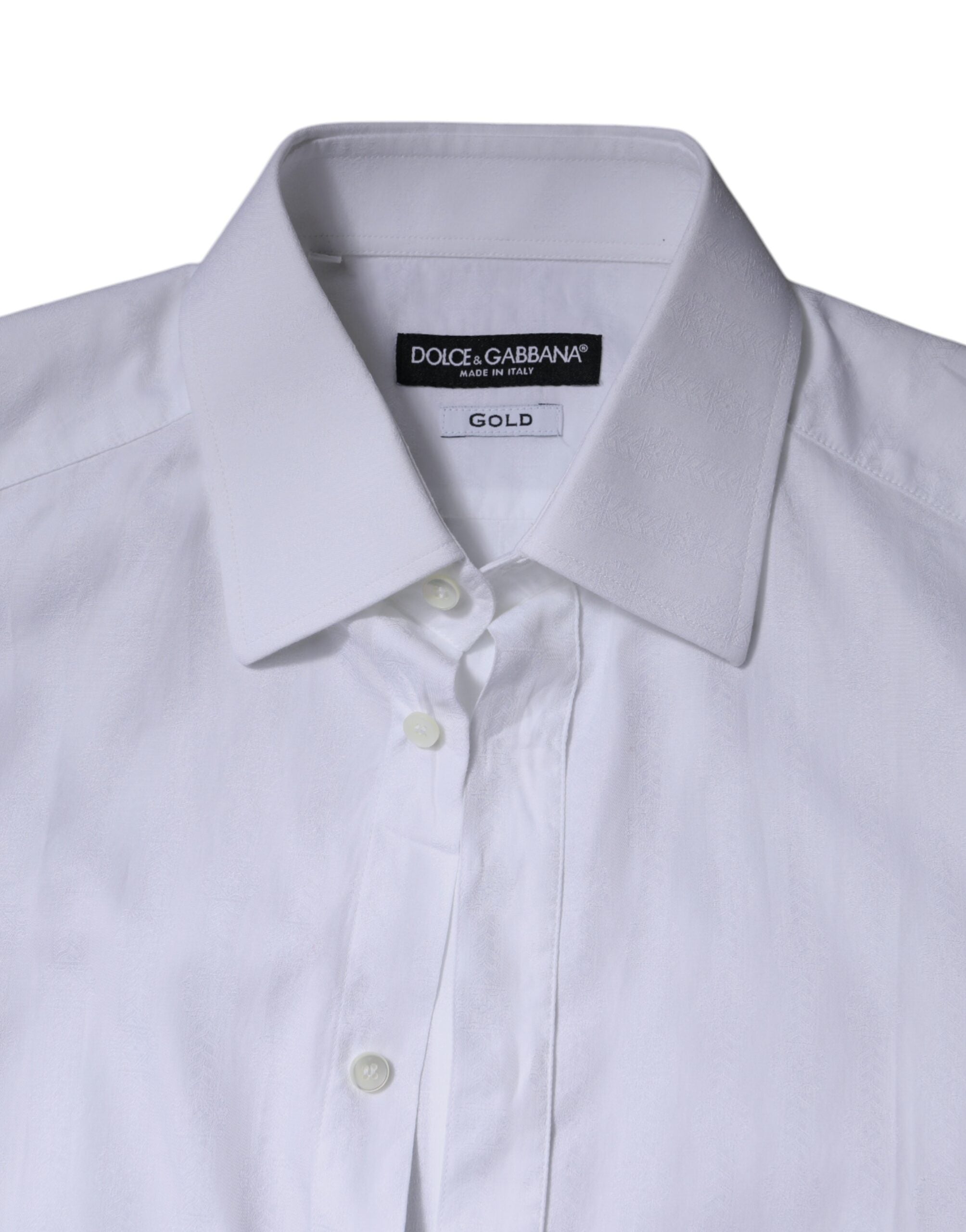 Dolce & Gabbana White formal men's shirt GOLD made of cotton
